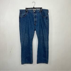 Levi's 501 Straight Leg 100% Cotton Denim Blue Jeans Button Fly Label Size 42X32